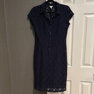 Cato Navy Lace Button-Up Dress